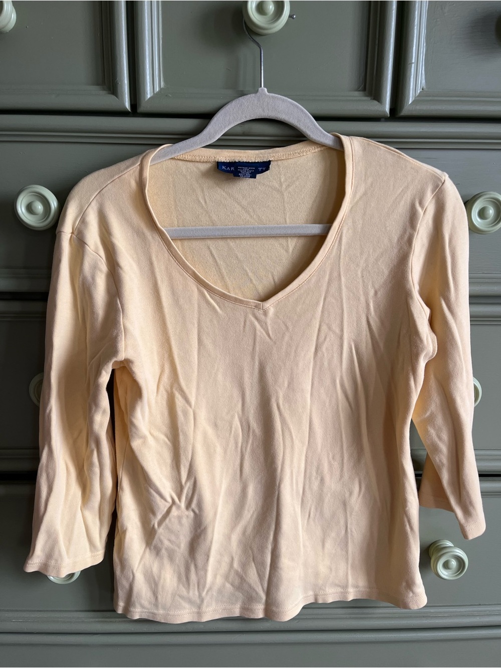 Karen Scott Butter Yellow V-Neck Long Sleeve Tee